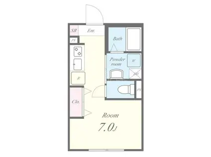 コルビジェIV(ワンルーム/3階)の間取り写真