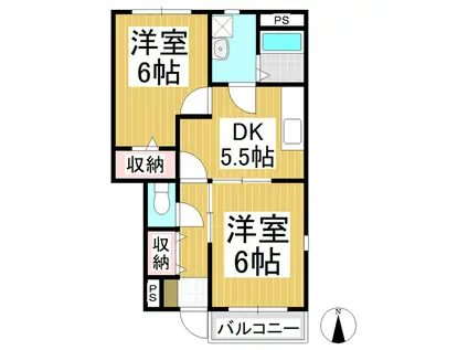 エテルノセルバA(2DK/1階)の間取り写真