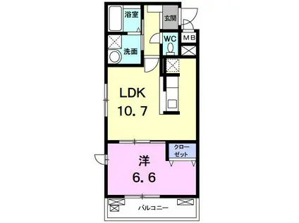 リバーサイドヒル(1LDK/3階)の間取り写真