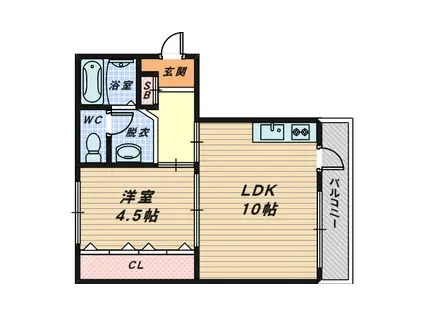 羽衣団地C棟(1LDK/3階)の間取り写真