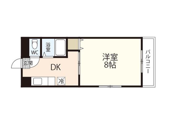 西原ビル(1DK/4階)の間取り写真