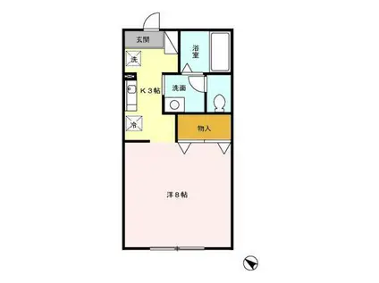 さんもーる2000(1K/2階)の間取り写真