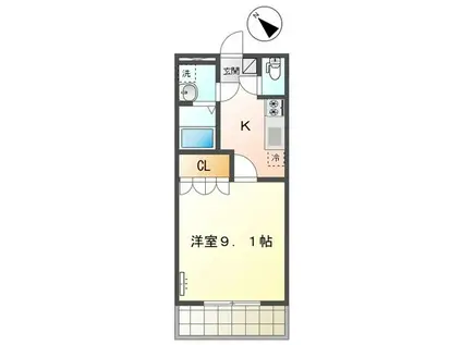 GRANDE RIO II(1K/2階)の間取り写真