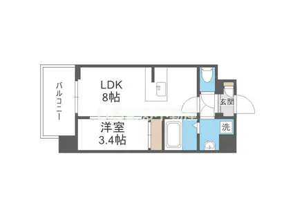 エスリードレジデンス大阪福島シティスクエア(1LDK/10階)の間取り写真