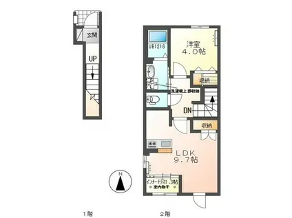 GRAND VILLA(1LDK/2階)の間取り写真