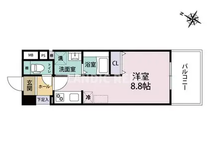ARISTA箱崎(ワンルーム/3階)の間取り写真