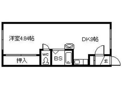 ホワイトハイム(1DK/1階)の間取り写真