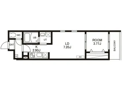 シェリム竹下イースト(1LDK/1階)の間取り写真