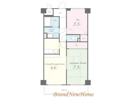 サンクレスト28(2DK/2階)の間取り写真