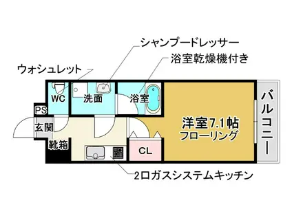 ウェルスクエア池田住吉(ワンルーム/3階)の間取り写真