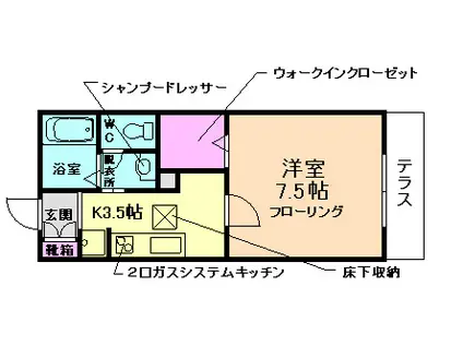 キャッスルウィル(1K/1階)の間取り写真