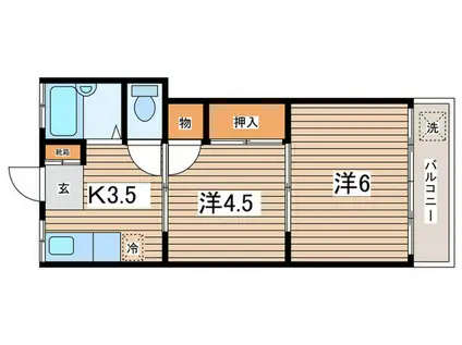 グリーンハイツ(2K/2階)の間取り写真
