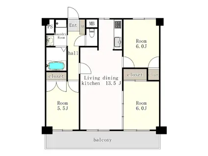 エバーライフ博多駅南(3LDK/8階)の間取り写真