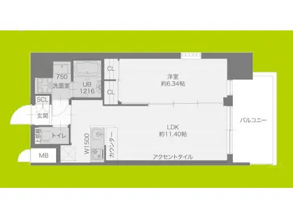 プレジオ城東(1LDK/3階)の間取り写真