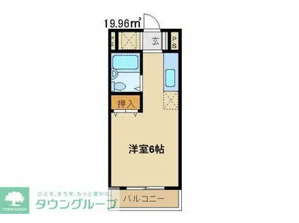 エステートピア夕雨(ワンルーム/1階)の間取り写真