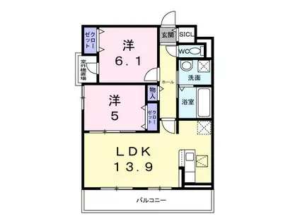 ブリーヴィアコート(2LDK/1階)の間取り写真