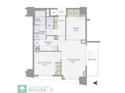 CRESCENT AZABU II(1SLDK/6階)の間取り写真