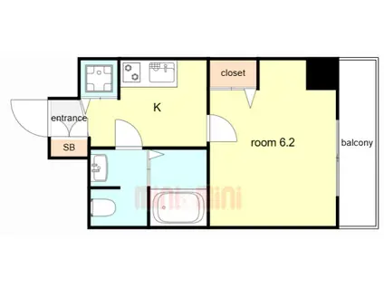 セオリー大阪フルール(1K/9階)の間取り写真