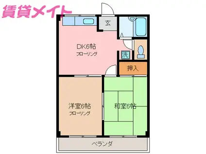 コーポ多恵(2DK/1階)の間取り写真