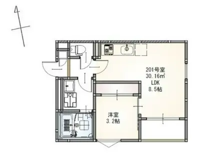 REGALEST西中田(1LDK/2階)の間取り写真