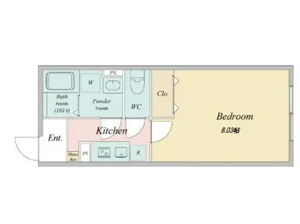 LIVEFLAT国分寺(1K/1階)の間取り写真
