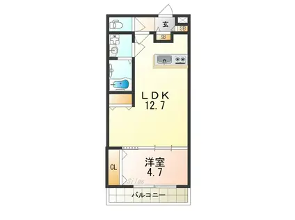 TKアンバーコート浜寺III(1DK/1階)の間取り写真