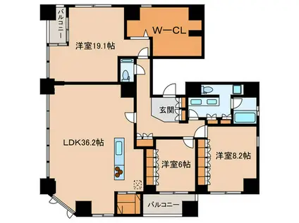プレミエール一番町(3LDK/14階)の間取り写真