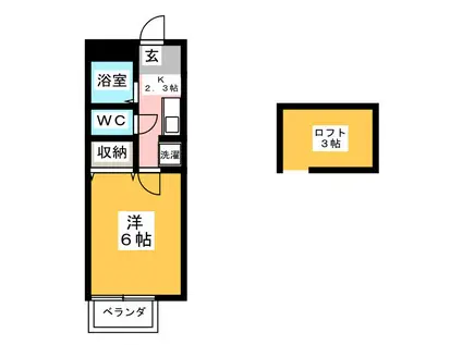 FLAT・YMT(1K/2階)の間取り写真