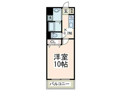 アビタシオン・シャーム(1K/1階)の間取り写真