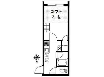 リーフテラス(1K/2階)の間取り写真