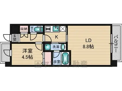 プレジオ江坂(1LDK/4階)の間取り写真