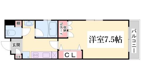 M・PARK・ウエスト(1K/5階)の間取り写真