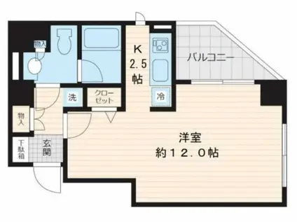 ロワジール三軒茶屋(1K/2階)の間取り写真