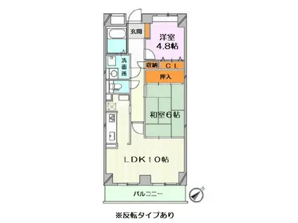 Jパレス桜台(2LDK/4階)の間取り写真