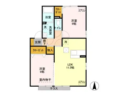 サニーイースト(2LDK/2階)の間取り写真