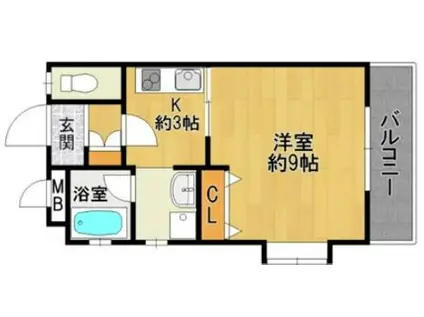 レグルスクレール(1K/2階)の間取り写真