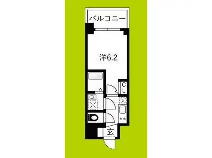 エスリードレジデンスザ・グラン大阪福島クラス(1K/12階)の間取り写真