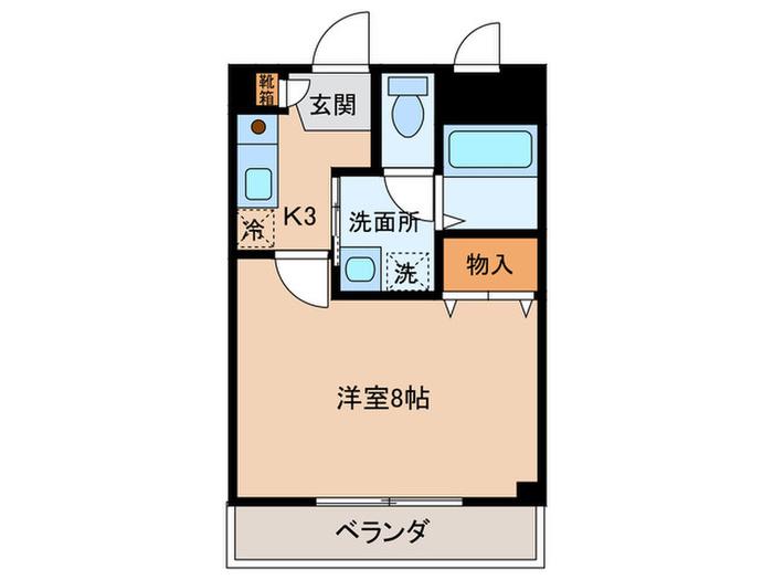 ラルジュ柳森(1K/3階)の間取り写真