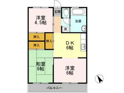 横内ビル(3DK/5階)の間取り写真