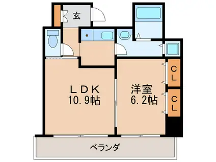 丸の内TERRACE(1LDK/10階)の間取り写真