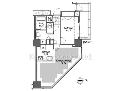 BRILLIA IST TOWER 勝どき(1LDK/39階)の間取り写真