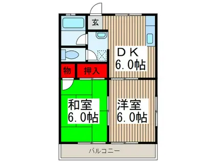 ボンメゾン中村B(2DK/2階)の間取り写真