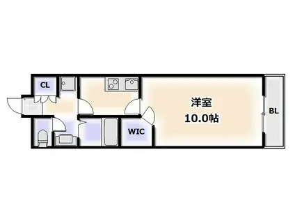 CITY SPIRE桜川II(1K/3階)の間取り写真