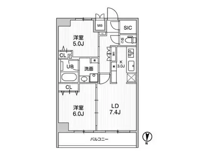 レオーネ南千住II(2LDK/6階)の間取り写真