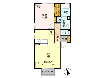 インテルノ フィールド(1LDK/2階)の間取り写真