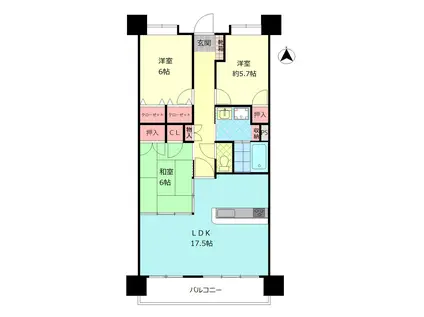 アスティオン春日(3SLDK/15階)の間取り写真
