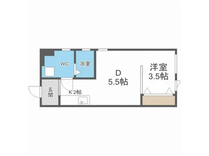 S-STUDIO エススタジオ(1DK/3階)の間取り写真