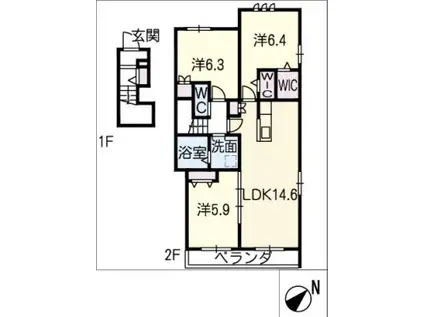 VALEUR EST(3LDK/2階)の間取り写真