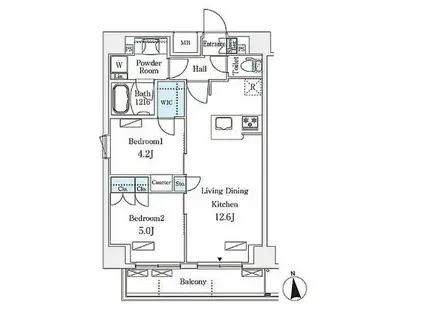 オープンブルーム浅草橋(2LDK/8階)の間取り写真