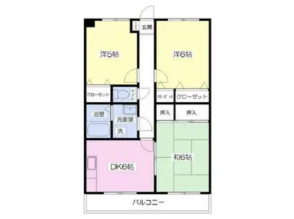 第9旭マンション(3DK/2階)の間取り写真